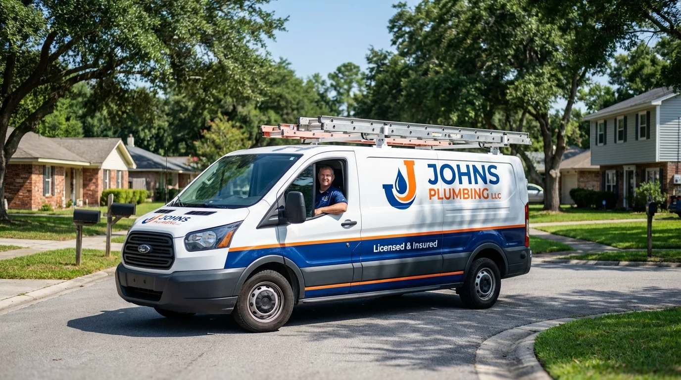 Johns Plumbing LLC service van in New Braunfels, TX