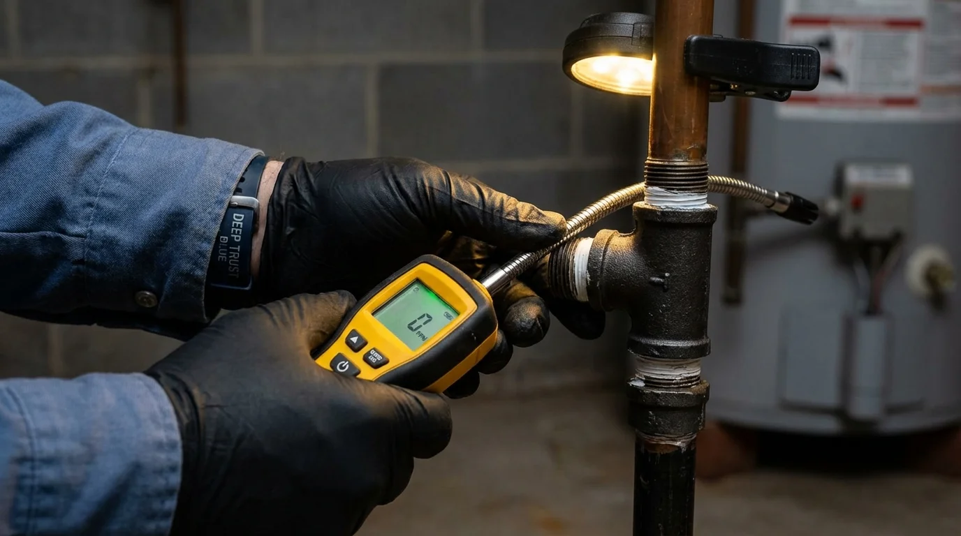Gas leak detection with electronic sniffer by Johns Plumbing LLC in New Braunfels