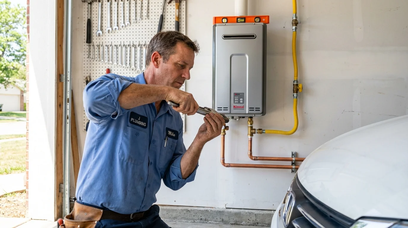 Tankless water heater installation by a Johns Plumbing LLC plumber in New Braunfels